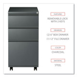 ALERA PBBBFCH File Pedestal with Full-Length Pull, Left or Right, 3-Drawers: Box/Box/File, Legal/Letter, Charcoal, 14.96" x 19.29" x 27.75"