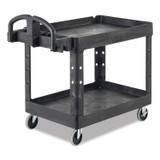 RUBBERMAID COMMERCIAL PROD. 450088BK BRUTE Heavy-Duty Utility Cart with Lipped Shelves, Plastic, 2 Shelves, 500 lb Capacity, 17.13" x 38.5" x 38.88", Black