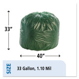 STOUT by Envision™ G3340E11 Controlled Life-Cycle Plastic Trash Bags, 33 gal, 1.1 mil, 33" x 40", Green, 40/Box