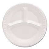 DART 9CPWQRPK Mediumweight Foam Plates, 3-Compartment Plate, 9" dia, White, 125/Pack