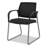 HON COMPANY IB108IMCU10P Ignition Series Mesh Back Guest Chair with Sled Base, Fabric Seat, 25" x 22" x 34", Black Seat, Black Back, Platinum Base