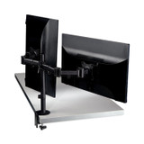 3M/COMMERCIAL TAPE DIV. MM200B Dual Monitor Mount, For 27" Monitors, 360 Degree Rotation, +45 Degree/-45 Degree Tilt, 90 Degree Pan, Black, Supports 20 lb