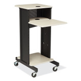 NATIONAL PUBLIC SEATING Oklahoma Sound® PRC200 Premium Presentation Cart, 4 Shelves, 18" x 30" x 40.5", Ivory/Black