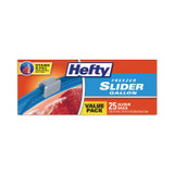 REYNOLDS FOOD PACKAGING Hefty® R88073 Slider Stand and Fill Freezer Storage Bags, 1 gal, 10.56" x 11", Clear, 25/Box