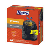 REYNOLDS FOOD PACKAGING Hefty® E85274CT Strong Multipurpose Drawstring Trash Bags, 30 gal, 1.1 mil, 30" x 33", Black, 74 Bags/Box, 3 Boxes/Carton