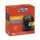 REYNOLDS FOOD PACKAGING Hefty® E85274CT Strong Multipurpose Drawstring Trash Bags, 30 gal, 1.1 mil, 30" x 33", Black, 74 Bags/Box, 3 Boxes/Carton