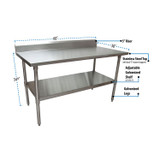 BK RESOURCES 2VTR56030 Stainless Steel 5" Riser Top Tables, 60w x 30d x 39.75h, Silver, 2/Pallet