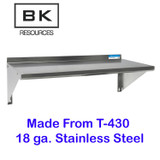 BK RESOURCES 2WSE1224 Stainless Steel Economy Overshelf, 24w x 12d x 8h, Stainless Steel, Silver, 2/Pallet