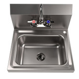 BK RESOURCES BKHSW1410PG Stainless Steel Hand Sink with Faucet, 14" l x 10" w x 5" d