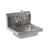 BK RESOURCES BKHSW1410PG Stainless Steel Hand Sink with Faucet, 14" l x 10" w x 5" d