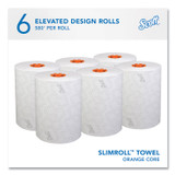 KIMBERLY-CLARK PROFESSIONAL Scott® 47035 Slimroll Towels, 1-Ply, 8" x 580 ft, White/Orange Core, 6 Roll/Carton