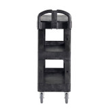 RUBBERMAID COMMERCIAL PROD. 2203280 BRUTE 3-Shelf Heavy-Duty Ergo Flat Utility Cart, Plastic, 3 Shelves, 600 lb Capacity, 25.24" x 48.63" x 46.18", Black