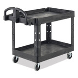 RUBBERMAID COMMERCIAL PROD. 452088BK BRUTE Heavy-Duty Utility Cart with Lipped Shelves, Plastic, 2 Shelves, 500 lb Capacity, 25.9" x 45.2" x 32.2", Black