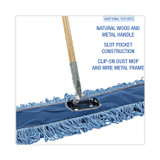 BOARDWALK HL365BSPC Dry Mopping Kit, 36 x 5 Blue Blended Synthetic Head, 60" Natural Wood/Metal Handle