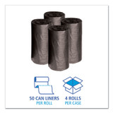 BOARDWALK 2423L Low-Density Waste Can Liners, 10 gal, 0.35 mil, 24" x 23", Black, 50 Bags/Roll, 10 Rolls/Carton
