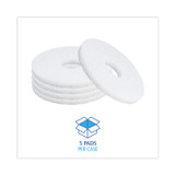 BOARDWALK 4012WHI Polishing Floor Pads, 12" Diameter, White, 5/Carton