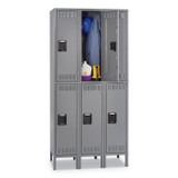 TENNSCO DTS1218363MG Double Tier Locker with Legs, Triple Stack, 36w x 18d x 78h, Medium Gray