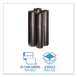 BOARDWALK 517 Recycled Low-Density Polyethylene Can Liners, 45 gal, 1.2 mil, 40" x 46", Black, Perforated, 10 Bags/Roll, 10 Rolls/Carton