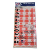 TABLEMATE PRODUCTS, CO. 549RDG Table Set Rectangular Table Covers, Heavyweight Plastic, 54" x 108", Plaid Red/White, 6/Pack