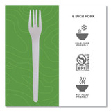 ECO-PRODUCTS,INC. EP-S012 Plantware Compostable Cutlery, Fork, 6", Pearl White, 50/Pack, 20 Pack/Carton