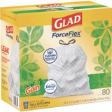 CLOROX SALES CO. Glad® 78900BX ForceFlex Kitchen Drawstring Trash Bags, 13 gal, Gain Original Scent, 24" x 27.38", White, 80/Box