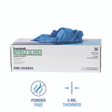 BOARDWALK 395MCTA Disposable Powder-Free Nitrile Gloves, Medium, Blue, 5 mil, 1,000/Carton