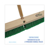 BOARDWALK 20724 Floor Broom Head, 3" Green Flagged Recycled PET Plastic Bristles, 24" Brush