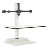 SAFCO PRODUCTS 2193WH Soar Electric Desktop Sit/Stand Dual Monitor Arm, For 27" Monitors, White, Supports 10 lbs