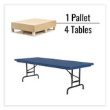 CORRELL, INC. RA3072274P Adjustable Folding Tables, Rectangular, 72" x 30" x 22" to 32", Blue Top, Black Legs, 4/Pallet