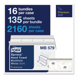 SCA TISSUE Tork® MB579 Premium Soft Xpress 3-Panel Multifold Hand Towels, 2-Ply, 9.13 x 9.5, White/Blue Leaf, 135/Packs, 16 Packs/Carton