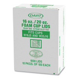 DART W16FTS Lids for Foam Cups and Containers, Fits 16 oz/20 oz Hot Cups, Plastic, Translucent, 1,000/Carton