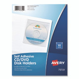 AVERY PRODUCTS CORPORATION 73721 Self-Adhesive Media Pockets, 1 Disc Capacity, Clear, 10/Pack