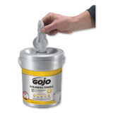 GO-JO INDUSTRIES GOJO® 6396-06 Scrubbing Towels, Hand Cleaning, 2-Ply, 10.5 x 12, Silver/Yellow, 72/Bucket, 6/Carton