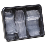 GEORGIA PACIFIC Dixie® CH0180DX7CT Cutlery Keeper Tray with Clear Plastic Utensils, Heavyweight, Fork/Knife/Spoon, Plastic, Crystal Clear, 1,800/Carton