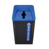 RUBBERMAID COMMERCIAL PROD. 2078980 Sustain Decorative Refuse with Recycling Lid, 23 gal, Metal/Plastic, Black/Blue
