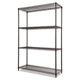 ALERA SW504818BL NSF Certified Industrial Four-Shelf Wire Shelving Kit, 48w x 18d x 72h, Black
