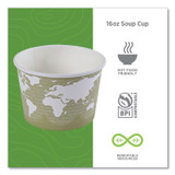 ECO-PRODUCTS,INC. EP-BSC16-WA World Art Renewable and Compostable Food Container, 16 oz, 4.05" Diameter x 3" h, Seafoam, Paper, 25/Pack, 20 Packs/Carton