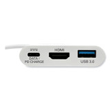 EATON CORPORATION Tripp Lite by U44406NH4UC USB 3.1 Gen 1 USB-C to HDMI 4K Adapter, USB-A/USB-C PD Charging Ports, 3", White