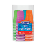 REYNOLDS FOOD PACKAGING Hefty® C21637CT Easy Grip Disposable Plastic Party Cups, 16 oz, Assorted Colors, 100/Pack, 4 Packs/Carton