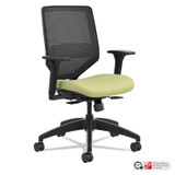 HON COMPANY SVM1ALC82TK Solve Series Mesh Back Task Chair, Supports Up to 300 lb, 16" to 22" Seat Height, Meadow Seat, Black Back/Base