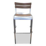 JMC FURNITURE ELCANOBSSLW Elcano Series Barstool, Outdoor-Seating, Supports Up to 300 lb, 29" Seat Height, Brown/Silver Seat, Brown Back, Silver Base