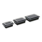 GEN TORECT38 Microwavable Food Container with Lid, Rectangular, 38 oz, 8.81 x 6.02 x 2.48, Black/Clear, Plastic, 150/Carton