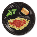 HUHTAMAKI Chinet® 81430 Heavyweight Plastic 3-Compartment Plates, 10.25" dia, Black, 125/Pack, 4 Packs/Carton