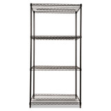 ALERA SW503624BL NSF Certified Industrial Four-Shelf Wire Shelving Kit, 36w x 24d x 72h, Black