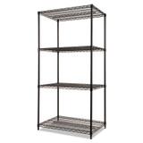 ALERA SW503624BL NSF Certified Industrial Four-Shelf Wire Shelving Kit, 36w x 24d x 72h, Black