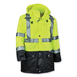 TENACIOUS HOLDINGS, INC. ergodyne® 25324 GloWear 8365BK Class 3 Hi-Vis Rain Jacket Black Bottom, Large, Lime