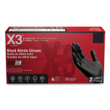 AMMEX CORPORATION X3® by BX349100 Industrial Nitrile Gloves, Powder-Free, XX-Large, 3 mil Thick, 9.5" Long, Black, 100/Box, 10 Boxes/Carton