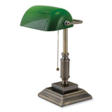 VICTORY LIGHT USA LLC V-Light 9VS688029AB LED Bankers Lamp with Green Shade, Candlestick Neck, 14.75" High, Antique Bronze