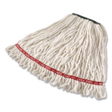 RUBBERMAID COMMERCIAL PROD. 11206WH00 Super Stitch Cotton Looped End Wet Mop Head, 20 oz Capacity, Medium, White, 1" White Headband