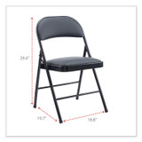 ALERA CA9416 Alera PU Padded Folding Chair, Supports Up to 250 lb, Black Seat, Black Back, Black Base, 4/Carton